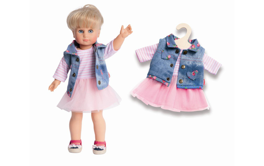 Puppen Tüllkleid mit Jeansweste - Größe 28 bis 35 cm 
