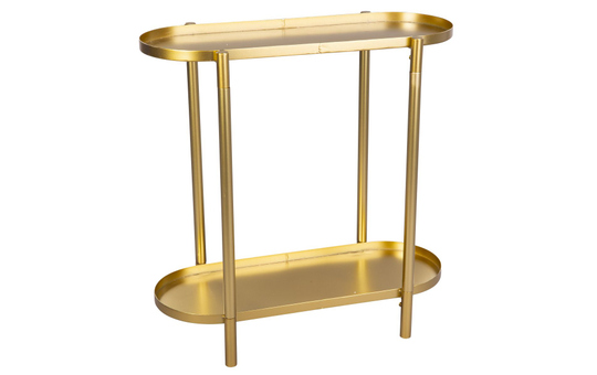Dekoregal oval mit 2 Böden - gold - ca. 60 x 28 x 60 cm 