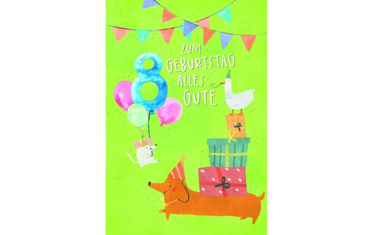 Geburtstagskarte Zum 8. Geburtstag Für Mädchen – Rosa Glitzer-Design Mit Diamant-8, 20,6 X 22,1 Cm