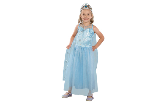Kinderkostüm - Prinzessin - blau/silber - Gr.  110/116