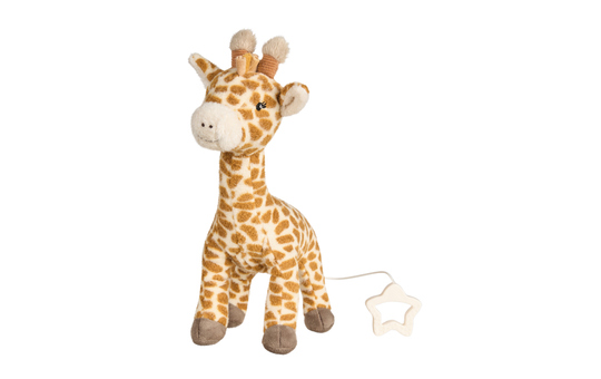 Spirale Giocattolo Giraffa Kaya In Velluto | Sonaglio, Specchio E Anello Silicone Per Lettino