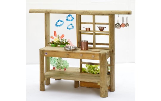 Plum - Discovery Holz-Spielküche mit Mal- und Bepflanzungsmöglichkeiten - ca. 36 x 160 x 53 cm 