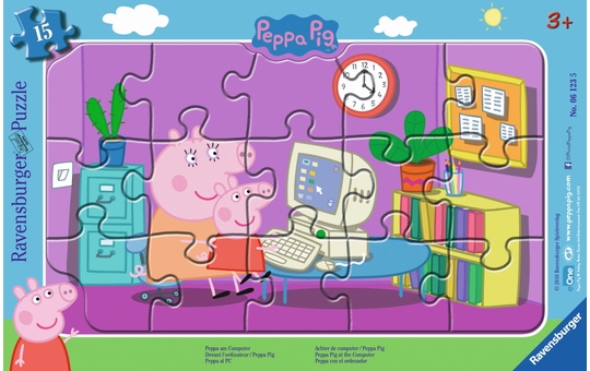 Peppa Wutz - Peppa am Computer - 15 Teile Rahmenpuzzle   