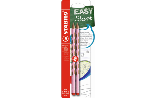 EASYgraph - HB Dreikant-Bleistift für Rechtshänder - pastellpink - 2 Stück 