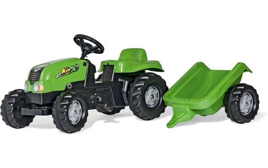 Trettraktor mit Anhänger - rollyKid-X - rollyKid Trailer - grün 