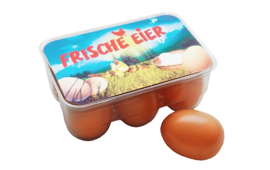 Kaufladenzubehör - 6 Eier in Box 