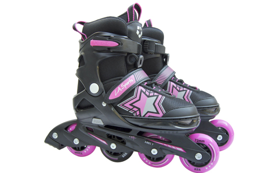 Inline Skates mit Stern in pink/schwarz - verstellbare Größe: 33-37 