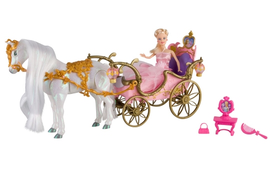 Kristall-Kutsche Pferd Eis-Prinzessin Pferdekutsche Puppe Prinzessinnenkutsche 