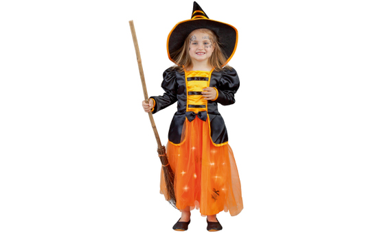 Kostüm - Orangefarbene Spinnenhexe - für Kinder - 2-teilig - verschiedene Größen 