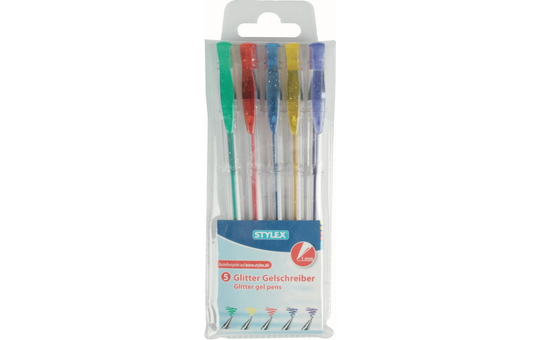 10 Glitzer-Gelschreiber Set – 0,5 Mm, Geruchlos, In Blau, Schwarz, Rot