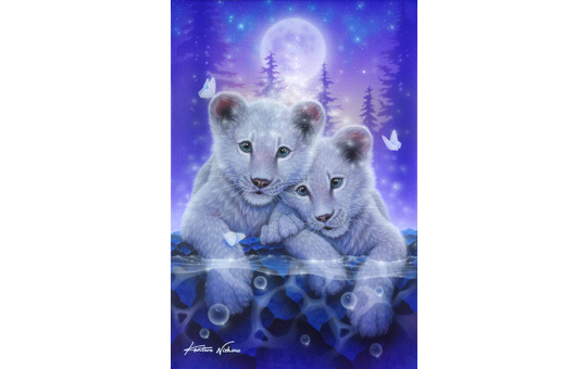 Crystal Art - Kristallbild - Weiße Löwenkinder 
