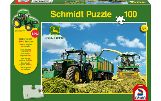 Puzzle - John Deere - Traktor 7310R mit 8600i Feldhäcksler - 100 Teile 