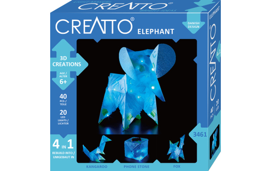 CREATTO - Elefant - 3D Puzzle mit LED-Lichtern 