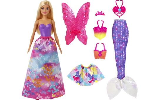 Barbie Dreamtopia - Barbie mit blonden Haaren und viel Zubehör im Schmetterling-Design 