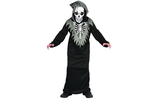 Kostüm Skelett mit Kapuzenmaske für Kinder 
