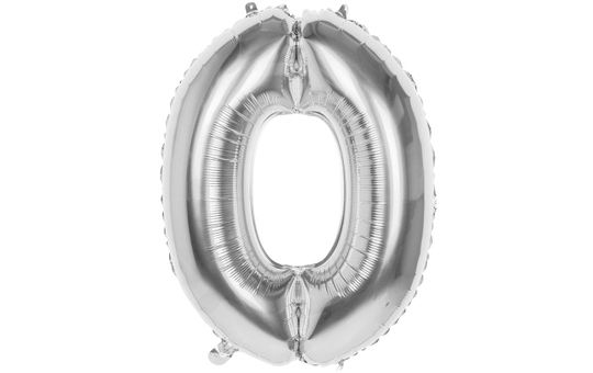 Folienballon - Silberne Zahl - 0 - null