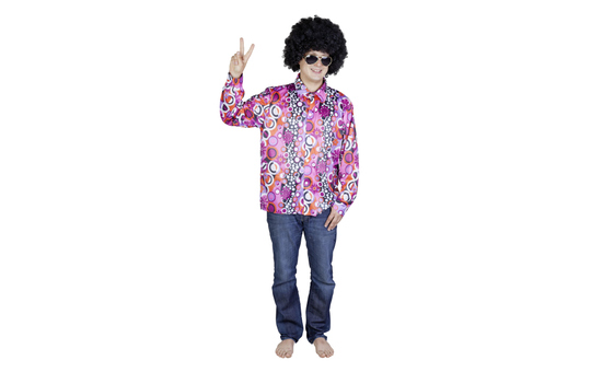 Hippie Hemd lila-pink für Erwachsene 