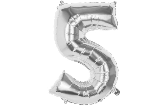 Folienballon - Silberne Zahl - 5 - fünf