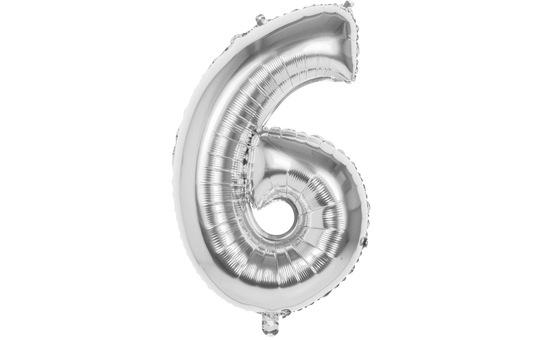 Folienballon - Silberne Zahl - 6 - sechs