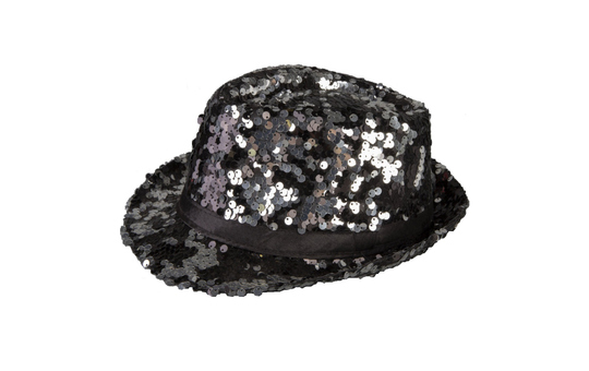 Fedora - Pailletten - für Erwachsene - schwarz