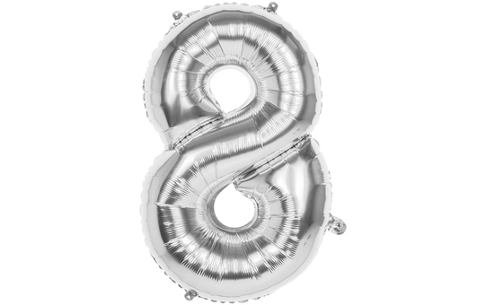 Folienballon - Silberne Zahl - 8 - acht