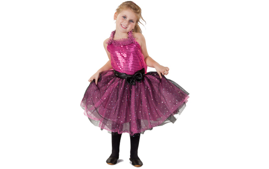Kinder Kostüm Partykleid, pink mit schwarzer Schleife 