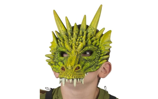Halloweenmaske - Drache - für Kinder - grün 