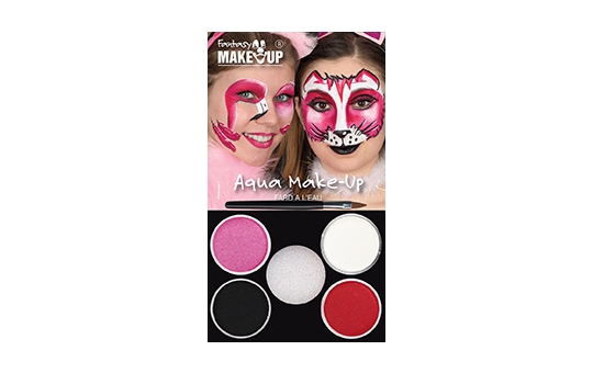Schminkset - Fantasy Aqua Make-Up - 6-teilig - Flamingo oder Katze 