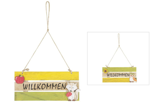 Dekohänger - WILLKOMMEN - aus Holz - 24 x 10,5 cm - verschiedene Designs 