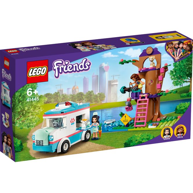 LEGO 41445 Friends Tierrettungswagen Spielzeugauto Tierrettung Spielset mit Olivia und Emma Minipuppen