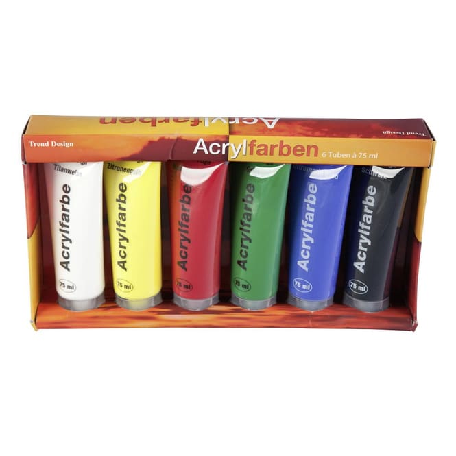 Acrylfarbenset - 6 Tuben à 75 ml 