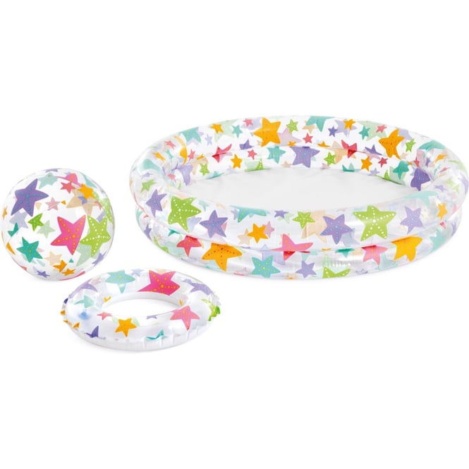 Pool-Set 2-Ring Sterne mit Wasserball + Schwimmring
