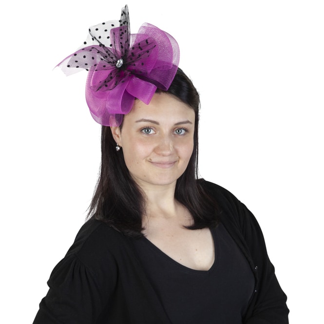 Faschings Haarreif mit Tüllschleife in lila und schwarz 