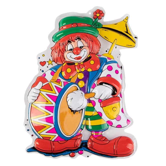 Wanddeko - Clown mit Trommel - ca. 58 x 38 cm 