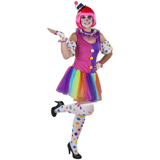 Kostüm - Clownsdame - für Erwachsene - 6-teilig - Größe 36/38
