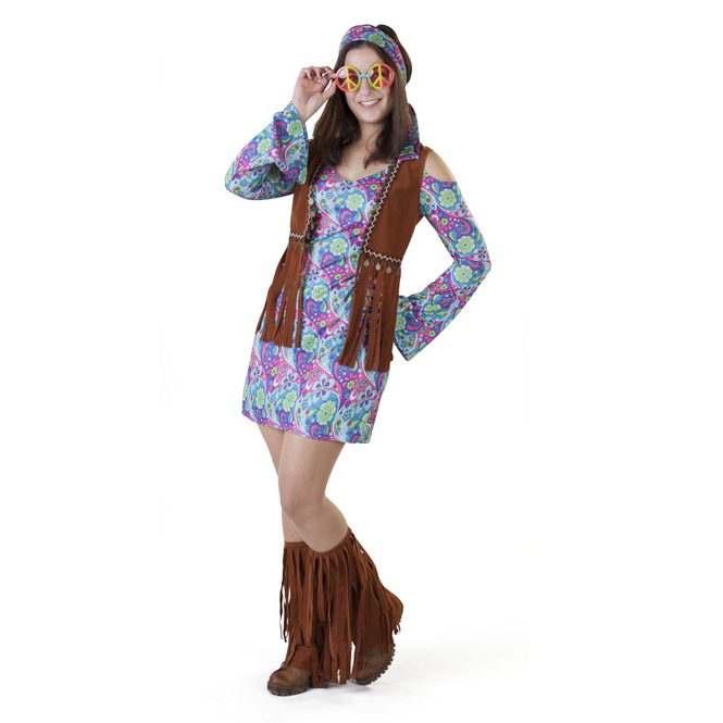Kostüm - Hippie - für Erwachsene - 3-teilig - Größe 36/38