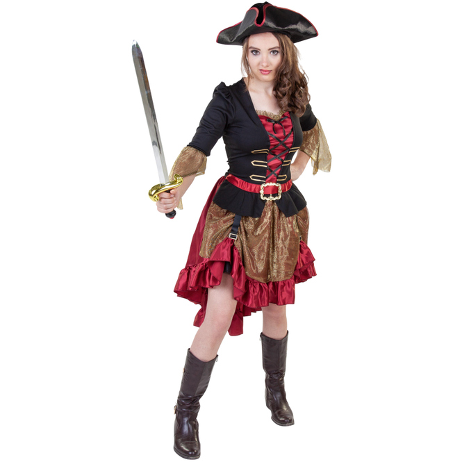 Kostüm - Piratenkapitänin - für Erwachsene - 2-teilig - Größe 36/38