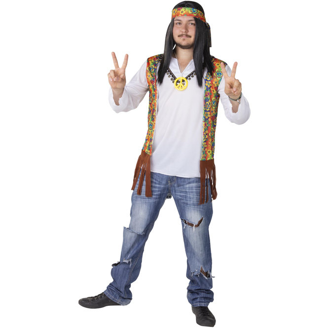 Kostüm - Hippie - für Erwachsene - 3-teilig - Größe 56/58