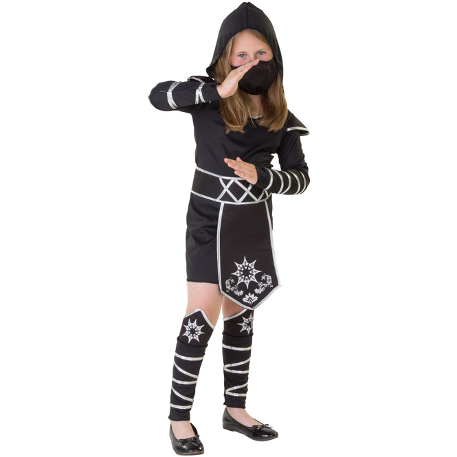 Kostüm - Ninjamädchen - für Kinder - 4-teilig - Größe 134/140