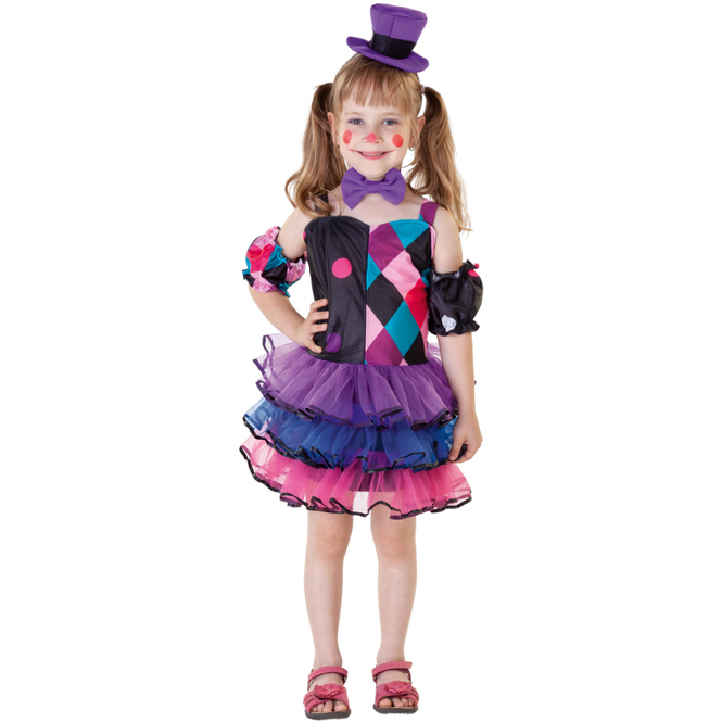 Kostüm - Clownmädchen - für Kinder - 4-teilig - verschiedene Größen 