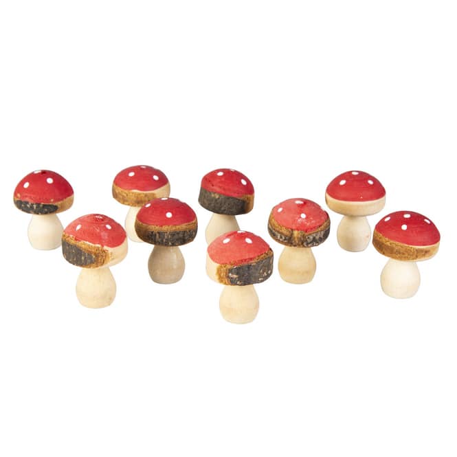 Streudeko - Pilze - aus Holz - 2,5 x 3,5 cm - 9 Stück 