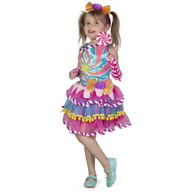 Kostüm - Candy Girl - für Kinder - 4-teilig - Größe 98/104