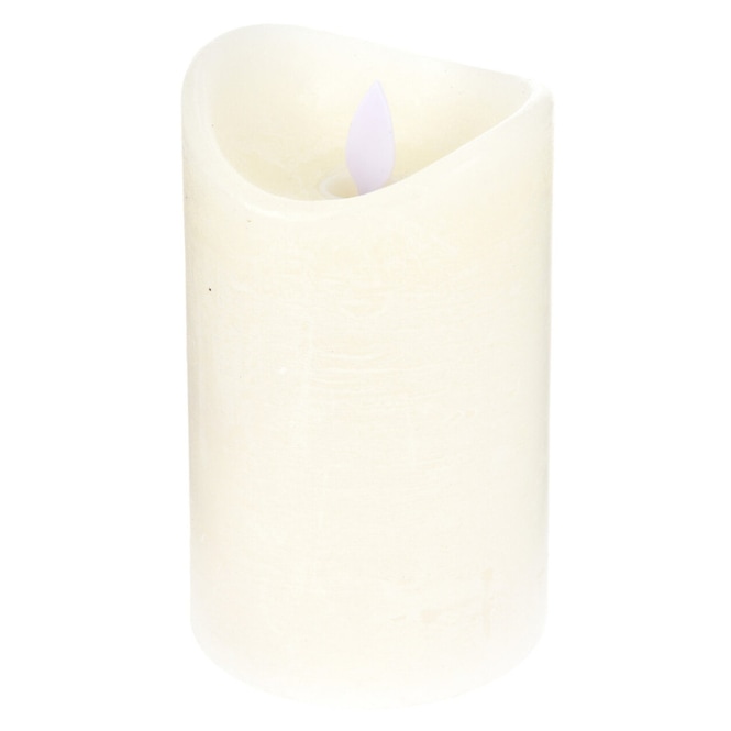 LED-Kerze - aus Echtwachs - ca. 7,5 x 12 cm - elfenbein 