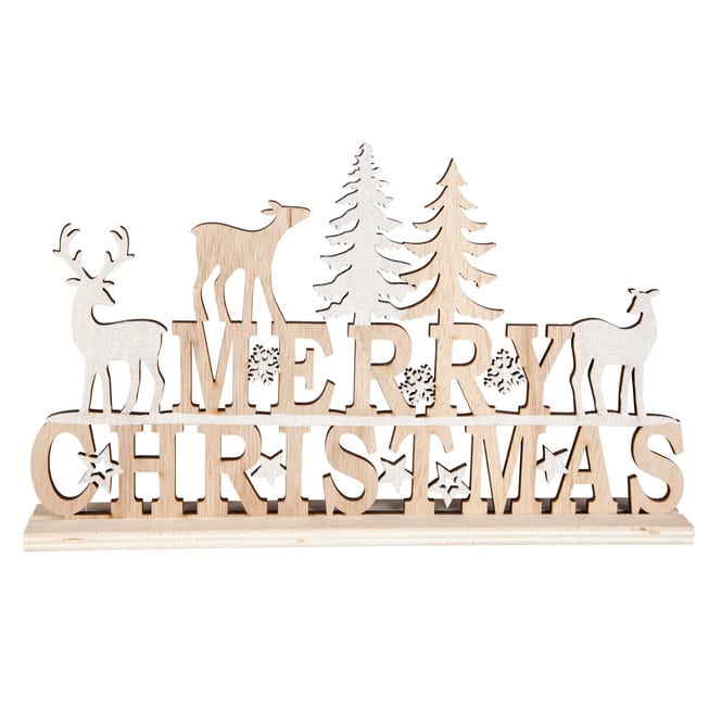 Deko-Schriftzug - Merry Christmas - aus Holz - ca. 30 x 4 x 18 cm 