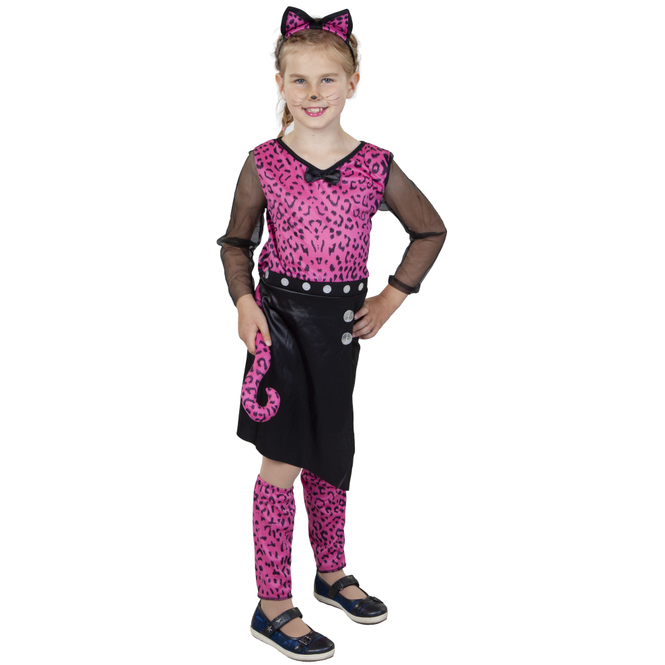 Kostüm - Leopardenmädchen - für Kinder - 4-teilig - Größe 146/152