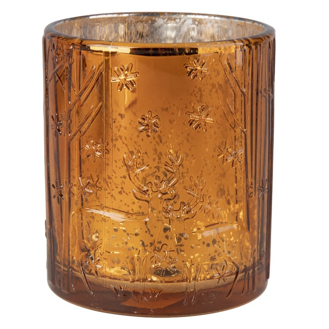 Teelichtglas - Hirsche - ca. 8,5 x 10 cm 