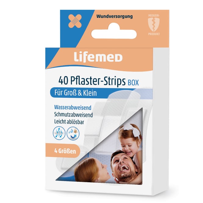 Lifemed® - Pflaster-Strips - halbtransparent - 40 Stück 
