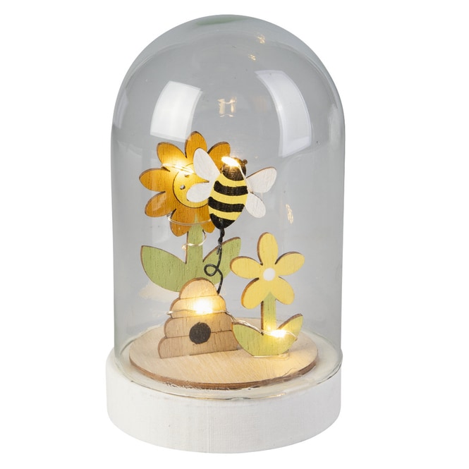 LED-Dekoglocke - Blume - aus Glas - ca. 9 x 15 cm 
