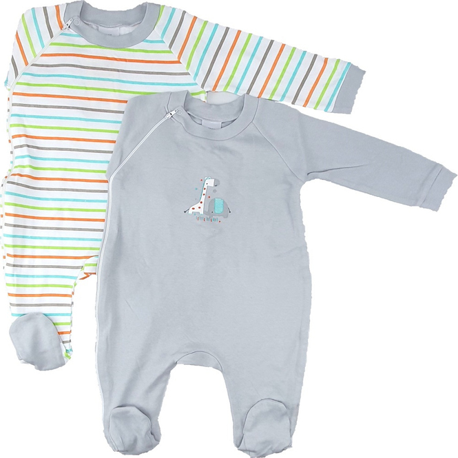 Baby-Pyjama 2er Pack - grau - Größe: 62/68 