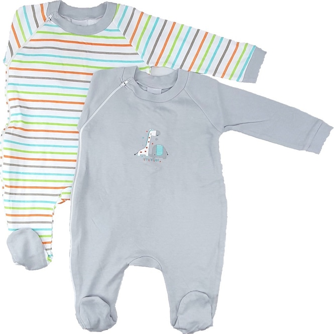 Baby-Pyjama 2er Pack - grau - Größe: 74/80 